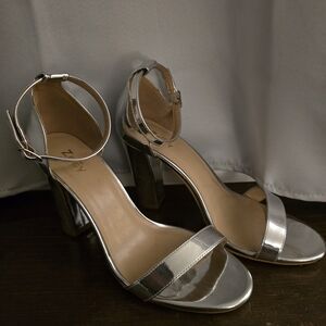 Silver Ankle Strap Heels